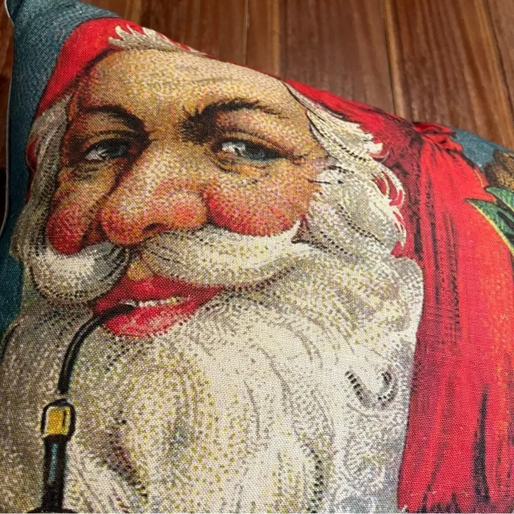 Christmas Santa Pillow Cushion Rectangle Holiday Decor